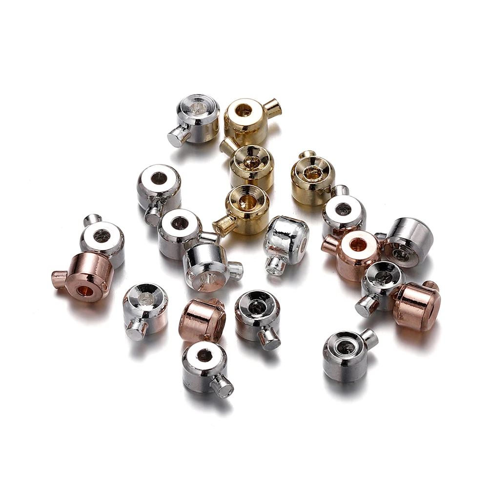 2/10/20Pcs Gold Plated Copper Collet Locating Clasp Crimp Bead Buckle Chain End Tip Connector for DIY Jewelry Making Supplies