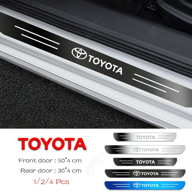 4pcs Stainless Car Door Sill Strip Car Chrome Trim Thresholds For  Toyota Hilux Camry Corolla Yaris Prius CHR Rav4 Fortuner GR