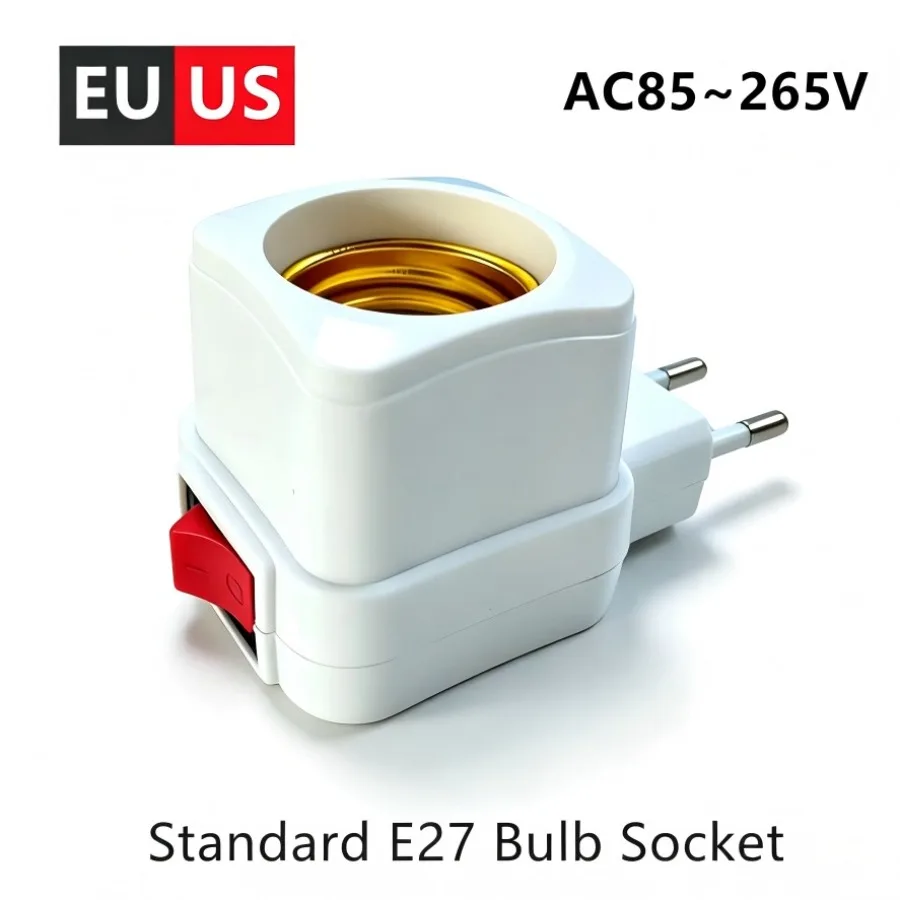 1-2PCS E27 LED Light Lamp Bulbs ON/OFF Switch Lighting Accessories Socket Base Holder EU/US/AU Plug Edison Light Bulb Adapter