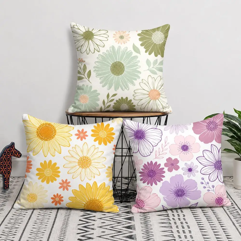 Big Chrysanthemum Cushion Cover Short Plush Soft Double-Sided Printing Pillow Case Cozy Sofa Bedroom Home Decor Gift