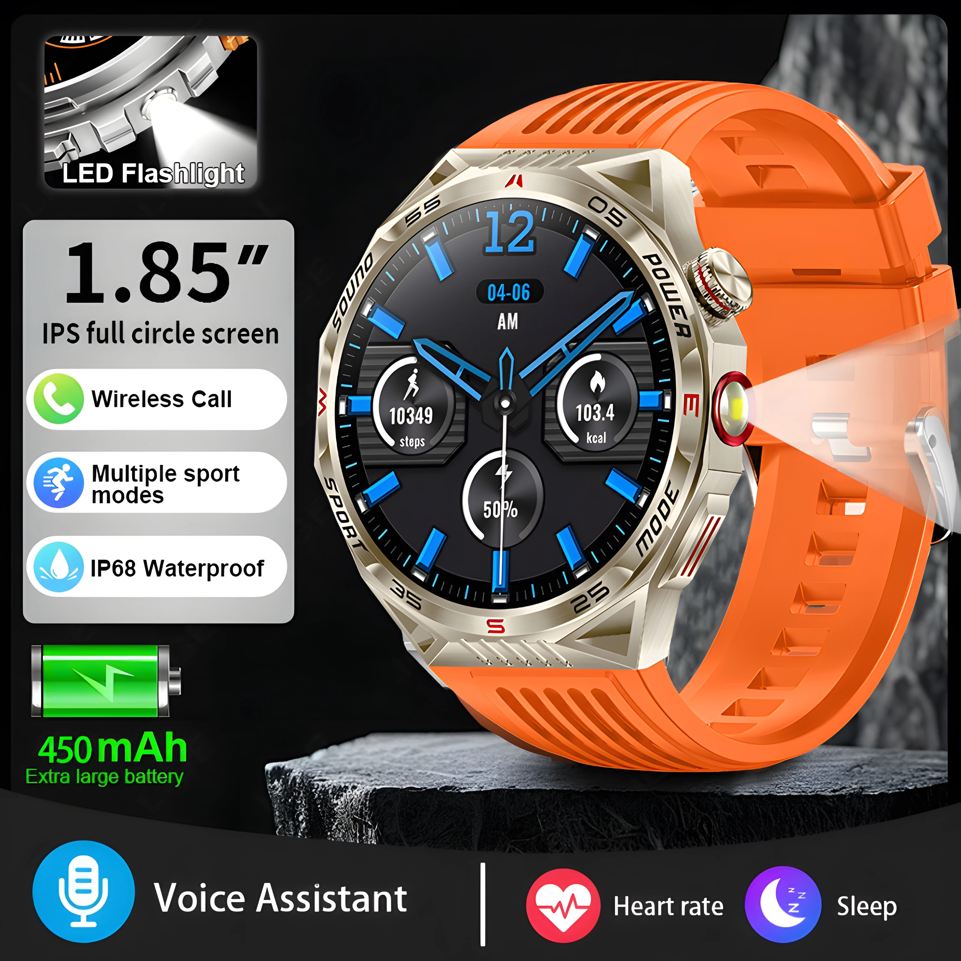 

2024New GPS Track Rugged Military Smart Watch Men AMOLED HD Screen IP68 Waterproof Bluetooth Call SmartWatch For Android IOS