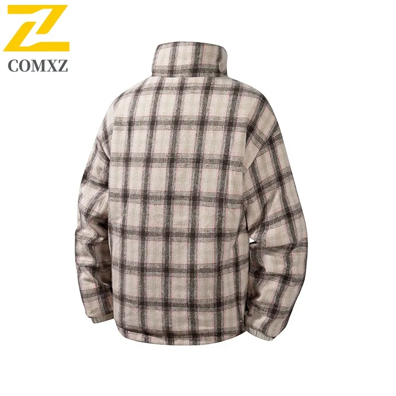 COMXZ Men Winter Jacket Classic Thickened Plus Size Travel Snow Warm Cold-Resistant Ski Puffer Jacket Loose Street Parker Coat