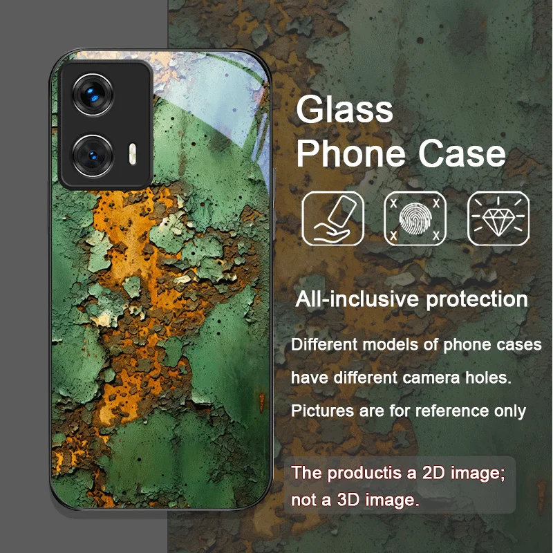 Kreative rostige Metalloberflächenmuster aus gehärtetem Glas für Motorola Moto Edge 50 Fusion 40 Neo 30 Pro G85 G84 G55 Abdeckung