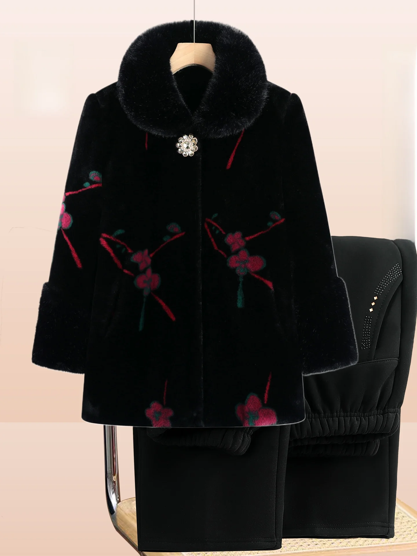 

Thiened Faux Fur Coat Warm Outerwear for ly Women andmother Sle Clothing Long Pants Faionable Winter Faion