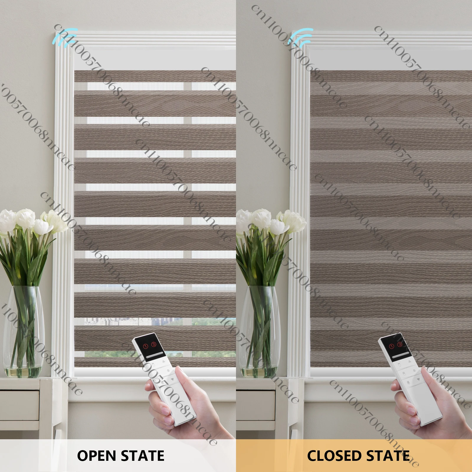 Modern Smart Wireless Electric Remote Control Transparent Panel Window Blinds Sunshade with Solar Panel