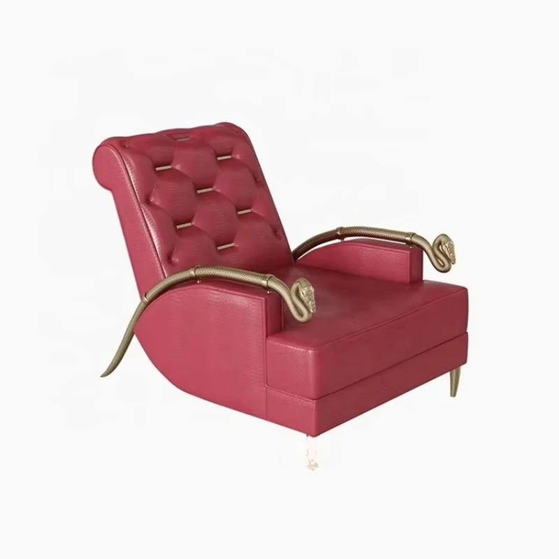 Simple villa snake-shaped leisure single sofa chair with pure copper armrests