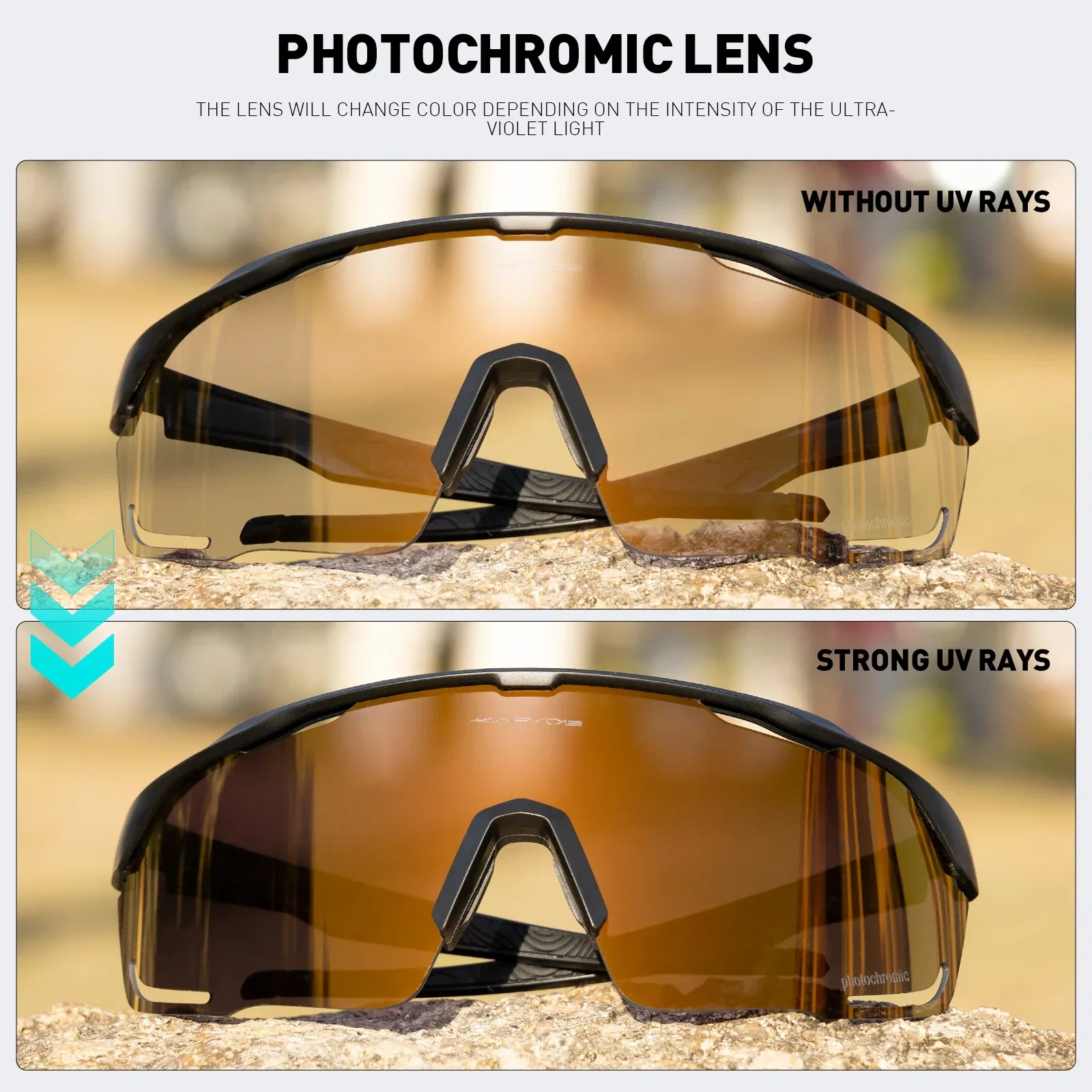 

Kapvoe Red Photochromic Cycling Sunglasses for Men Blue Photochromism Glasses Cycl Mountain Eyewear Sports New Bicycle Goggles