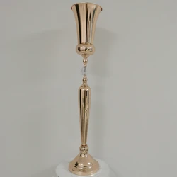 10pcs）Gold black metal trumpet flower vase decor stand for wedding table centerpieces
