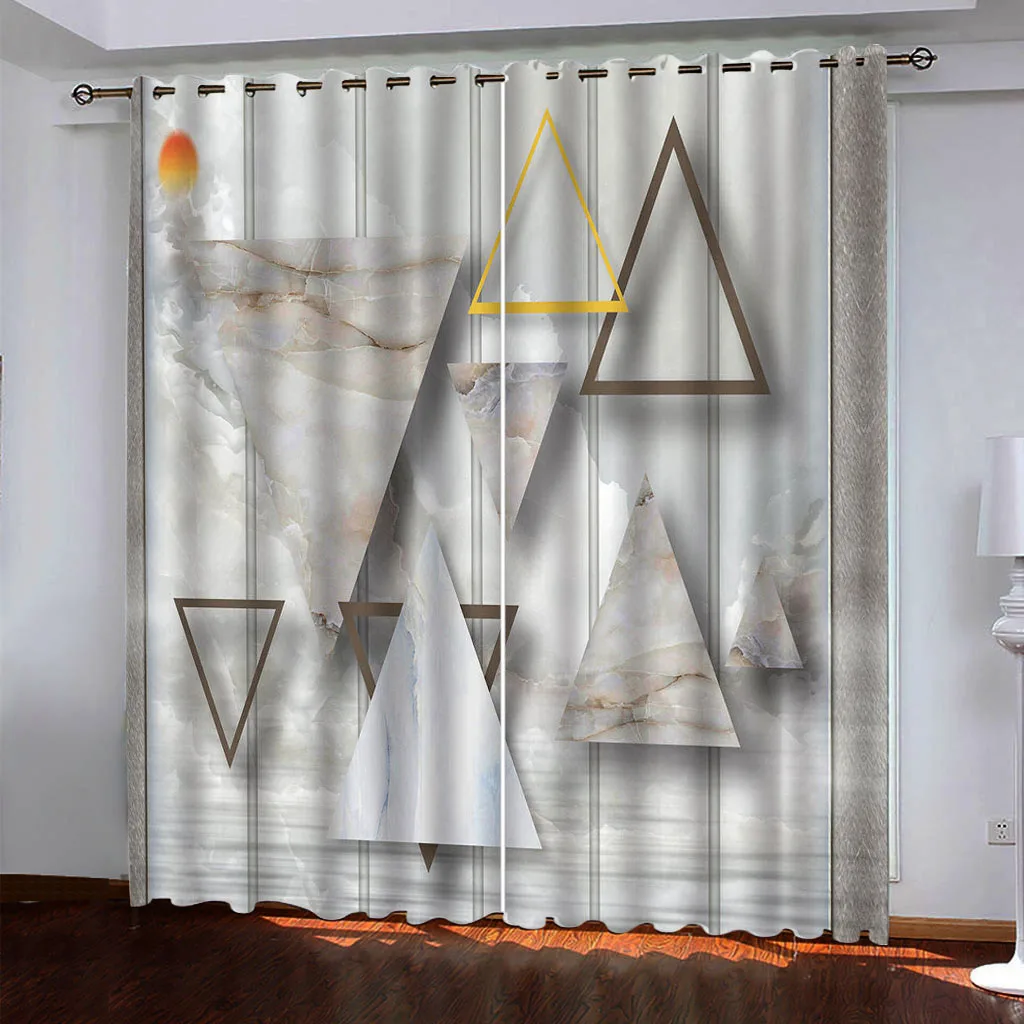 Curtains For Living Room 2 Elegant Pieces 3D Creative Marble Windows Eyelash Print Blackout Curtain Bedroom Fashion