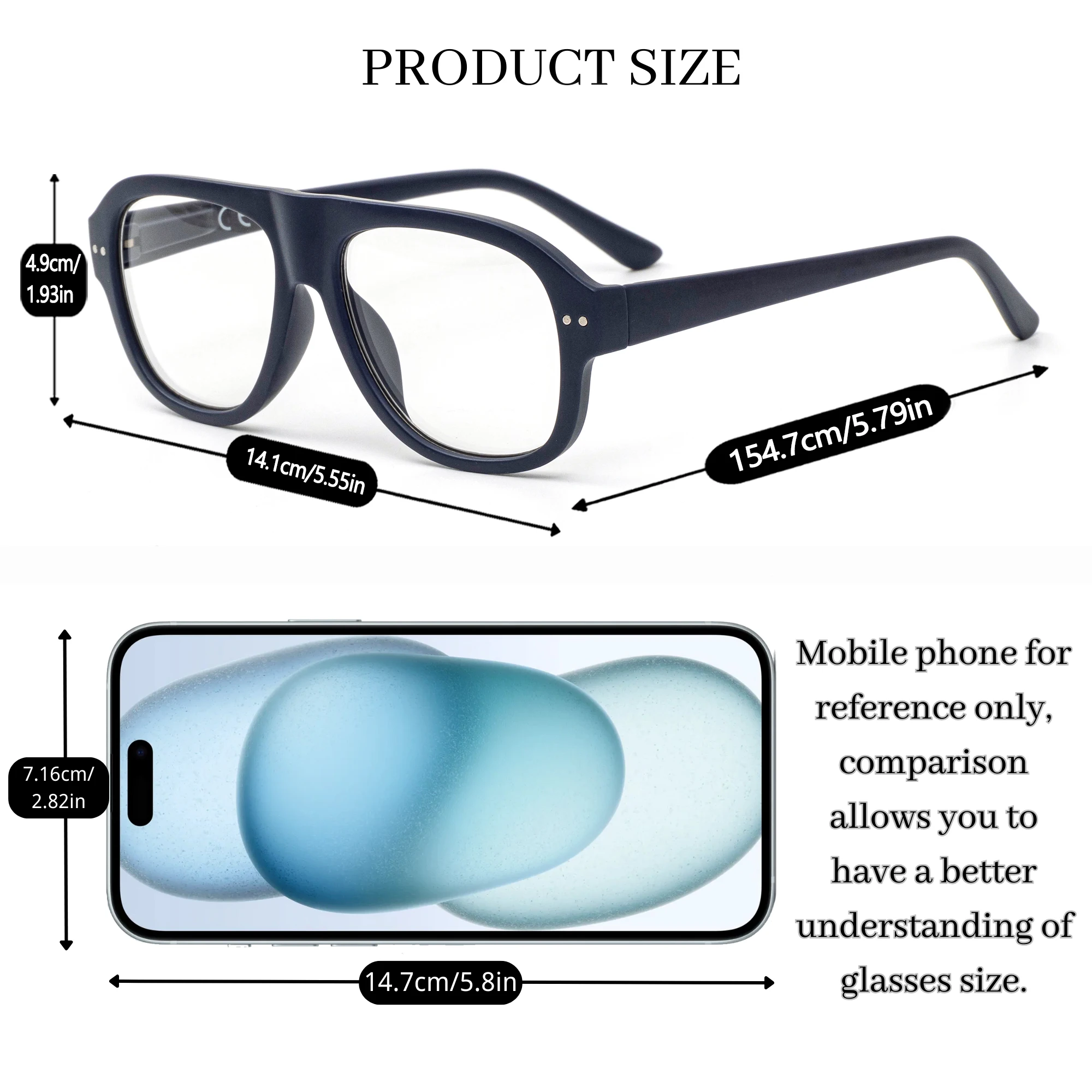 Photochrome, progressive multifokale Lesebrille, klare und breite Sicht, klassisches Design, Metallbügel, Unisex. – Detail 5