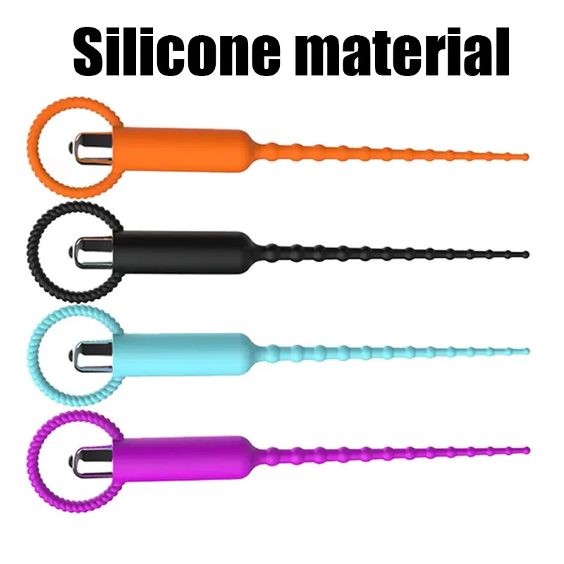 Vibrating Urethral Sound for Men, Flexible Silicone Urethral Dilator, Male Prostate & Urethral Stimulator Toy Sex Toys