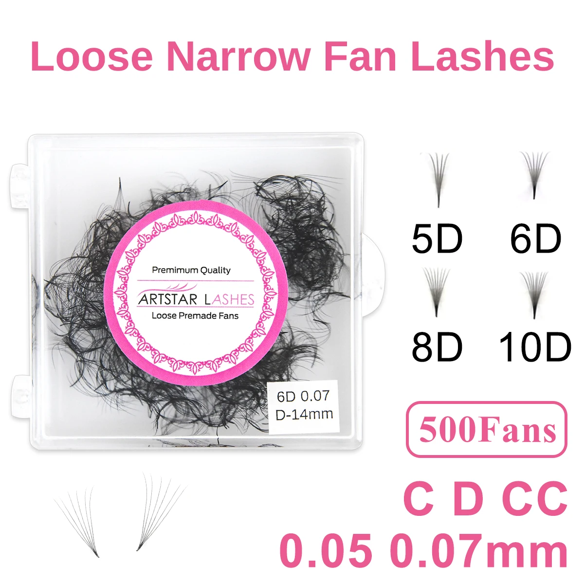 500 Fans Lose schmale Fächerwimpern 5D 6D 8D 10D Spitze Basis Vorgefertigte Fächer Wimpernverlängerung Harfe Schmaler Stiel Faux Nerz Wimpern