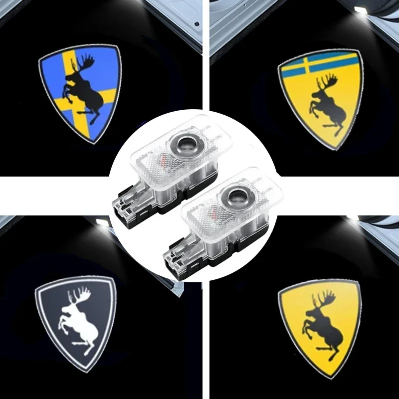 Prancing Moose Swedish Flag Logo LED Car Door Welcome Lights for Volvo XC40 XC60 S90 S60 S80 XC90 V90 V60 Ghost Shadow Projector