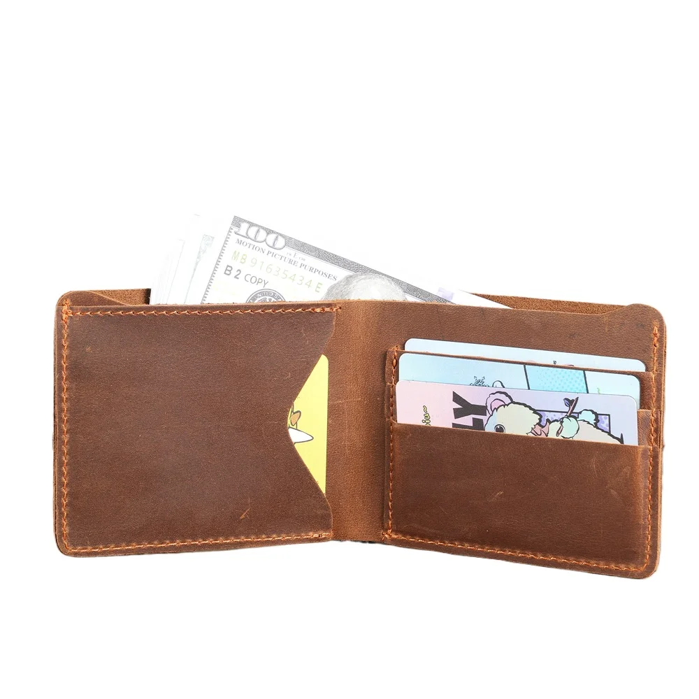 

2025 New Wallet Men's Genuine Leather Male Short Simple 100% Cow Leather Light Money Clip Vintage Business Wallet Card Bag