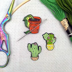 Magnetic Needle Minder Leaf , Cute Cactus Needle Holder for Sewing Needle, Plant Needleminder Crossstitch Embroidery Accessories