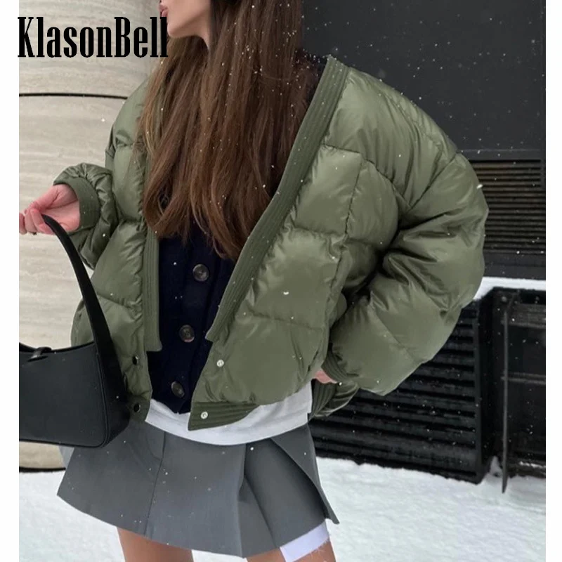 

10.12 KlasonBell Women's Fashion Sense Of Design V-Neck Loose Parkas Loose All-matches Outerwear