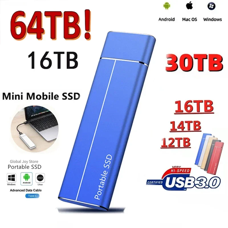 

For Xiaomi High-Speed Hard Disk 2TB 4TB 6TB 8TB 12TB 16TB 64TB Micro SD Mobile External Hard Disk USB 3.1 Interface Mass Storage