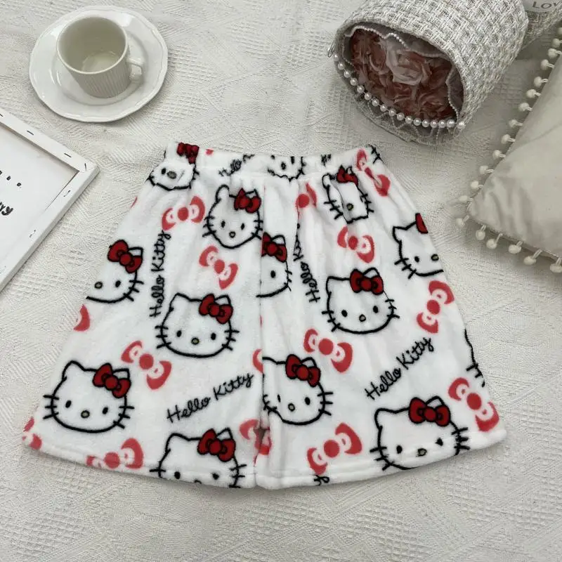 2024 New Miniso Hello Kitty Summer Athletic Shorts Pants Kawaii Y2K Flannel Ladies Winter Pajama Pants Girl Gift Women Home Pant