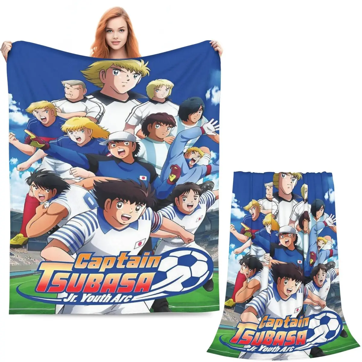 Captains Tsubasas Japan Football Anime Blanket Soft Warm Flannel Throw Blanket Plush for  Living room Picnic Travel Home Couch