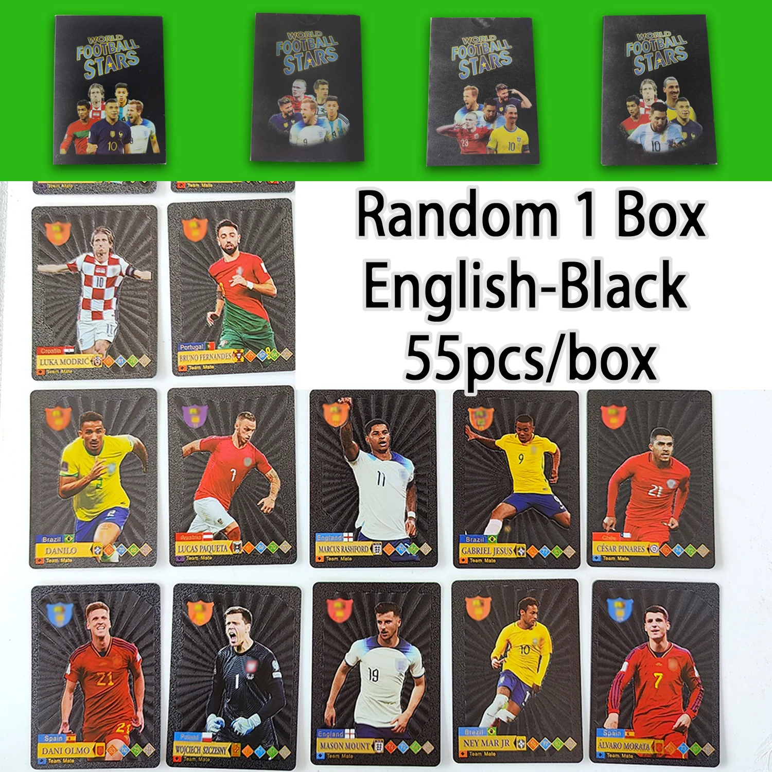 New Football Star Color Card Limited Signature Collection Plastic Silver Black Cards Trading Children Gift Toy Drop Shipping