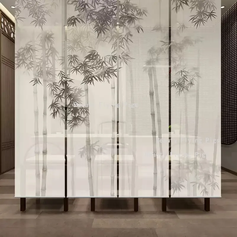Chinese Custom Partition Fabric Semi Transparent Yarn Hanging Cloth Home Decoration Room Partition Curtain Without Wooden Strips
