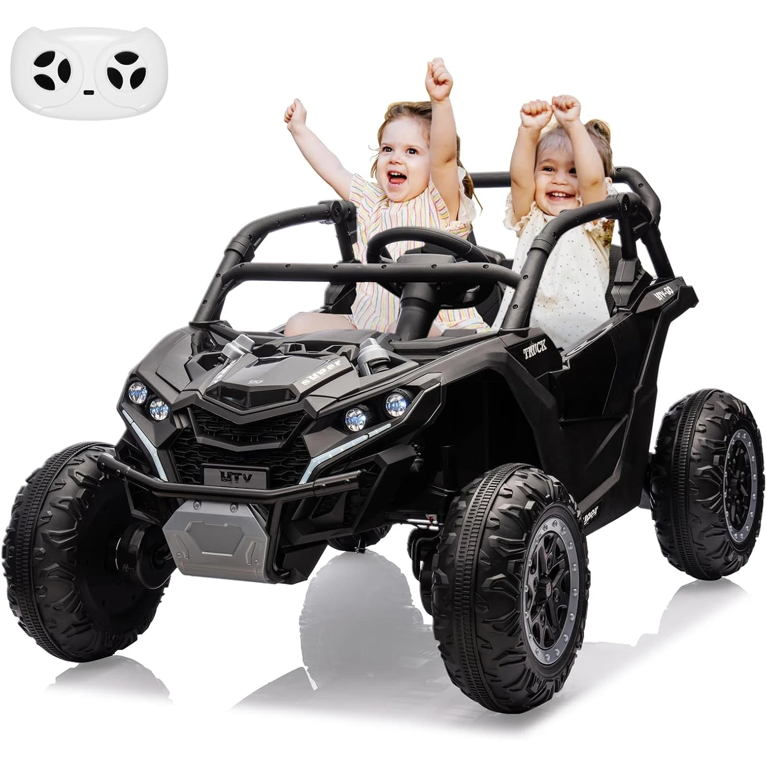 

Детский электромобиль 24В, двухместный внедорожник UTV, на аккумуляторе, 4WD, с пультом управления, LED-подсветкой, звуковым сигналом и музыкой