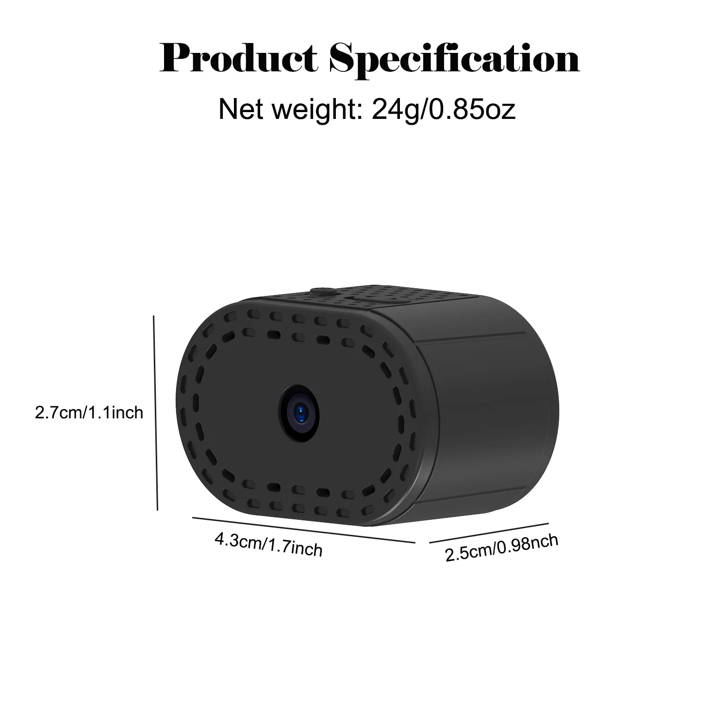 Mini Magnetic WiFi Security Camera, Drill-Free Mount, HD Remote, Motion Detect, Night Vision, Push Alert, Cloud Storage