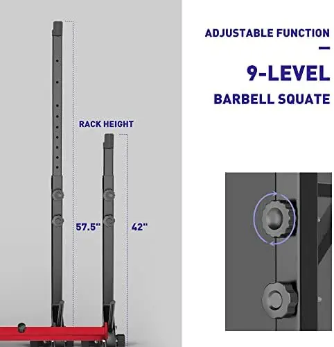 Soporte para sentadillas, estante para prensa de banco, soporte para barra ajustable, estante de peso de fuerza multifunción, gimnasio en casa