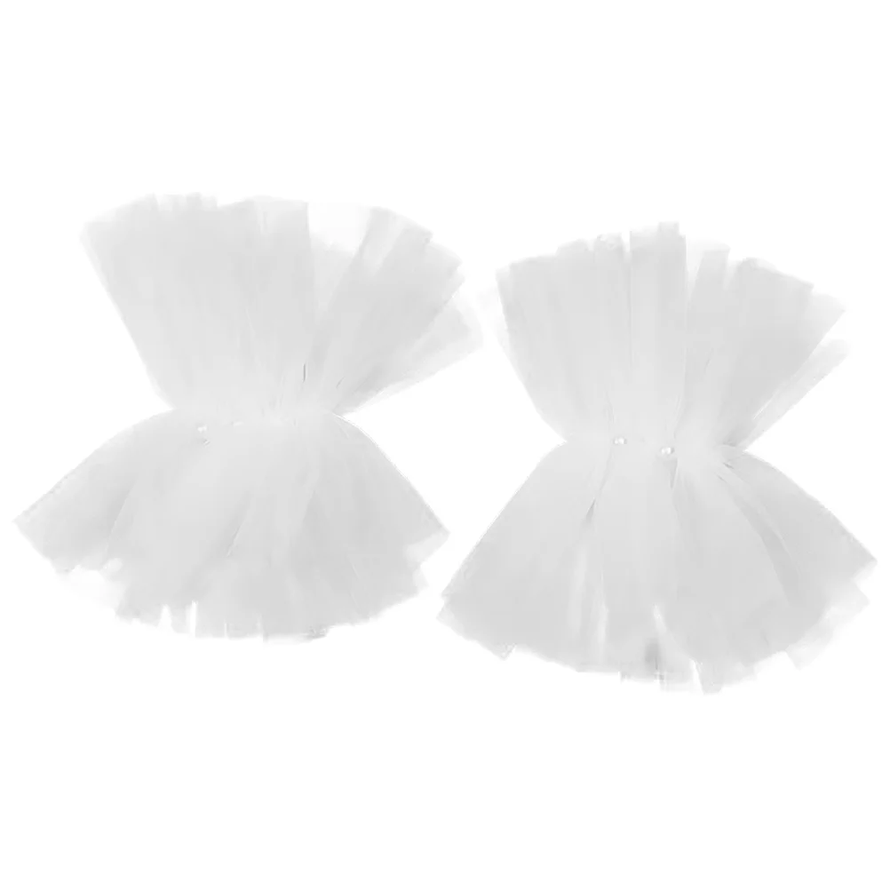 

Organza Ruffles Mittens Pearl Hand Cuff Wrist Cuffs Bracelet Dress Accessories for Women Gloves Detachable Sleeves Women's