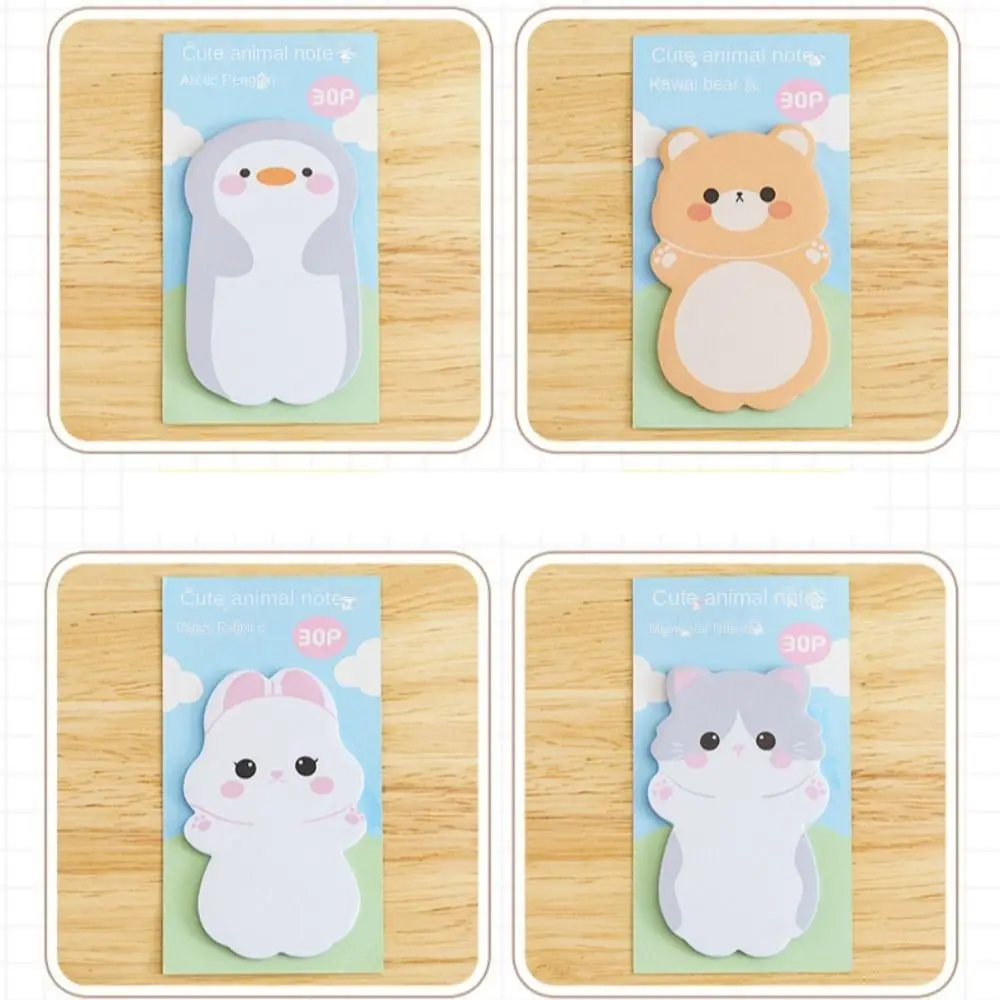 Bookmarks Cartoon Bear Animal Memo Pad Cat Sheep Notepad Ins Penguin Message Paper School Supplies
