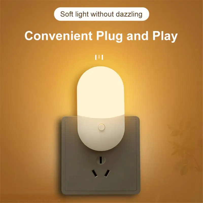 US EU Plug Night Light With Switch LED Night Lamp Wall Lights For Home Aisle Hallway Pathway Bedside Lamp Night Lighting