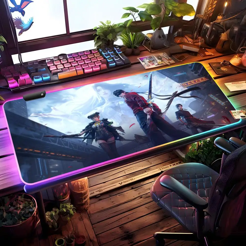 

NARAKA BLADEPOINT Mouse Pad RGB Gaming Mouse Pad Desk Mat HD Gamer Large LED Light XXL MousePads
