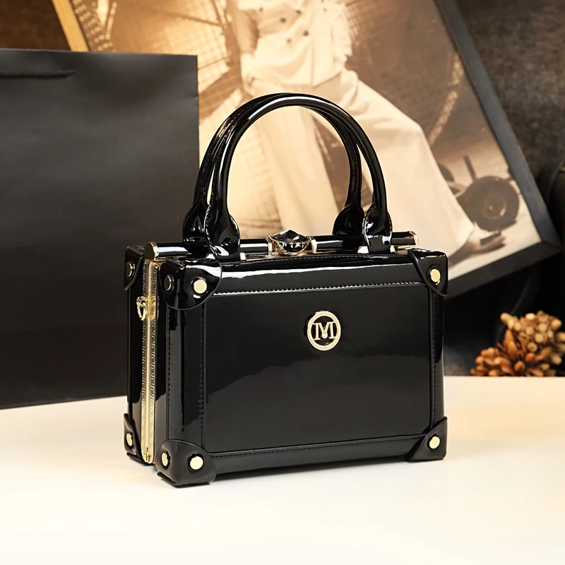 2023 New Design Genuine Leather Women\'s Handbags Commuter Large Square Hard Box Shoulder Crossbody Bag Fashion Evening Bags