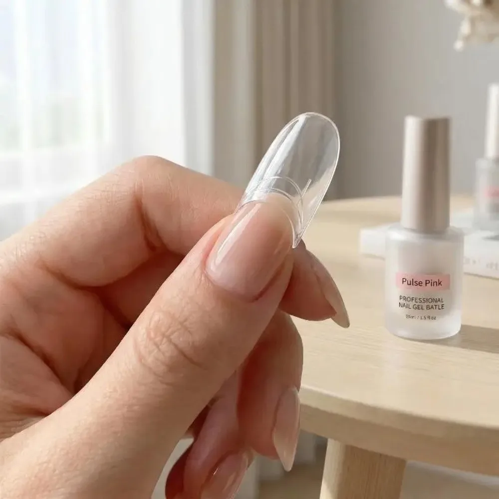 60/240/300 Pcs Oval Coffin Nail Forms Acrylic No Paper Forms Sandwich Nail Forms 15 Size Oval Dual Nail Forms