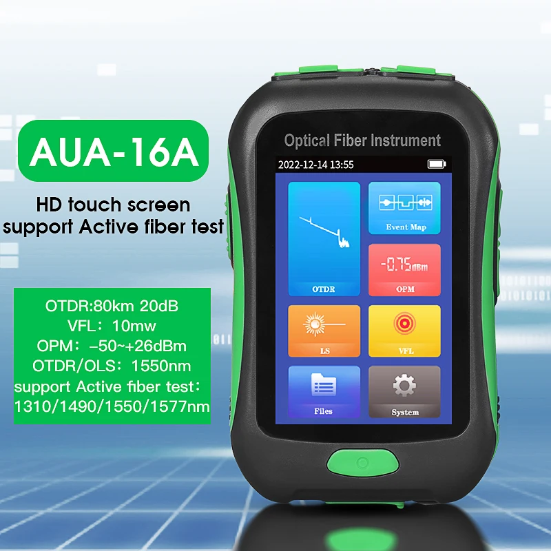 NIEUWE OTDR Actieve Vezel Live Test 1550nm 20dB 80KM Fiber Reflectometer OTDR Touchscreen OPM VFL OLS LED Tester SC UPC/APC