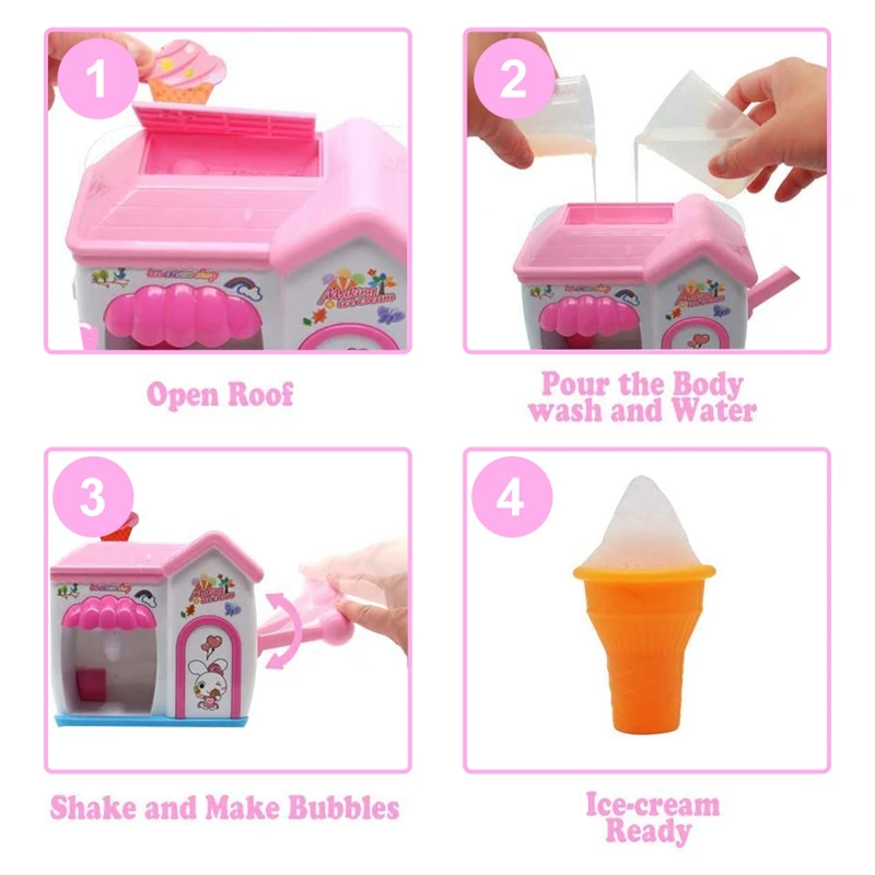 Bagno per bambini Macchina per bolle di gelato schiumogeno Vasca da bagno Giocattolo Casa da gioco per bambini Gioco educativo per il bagno divertente