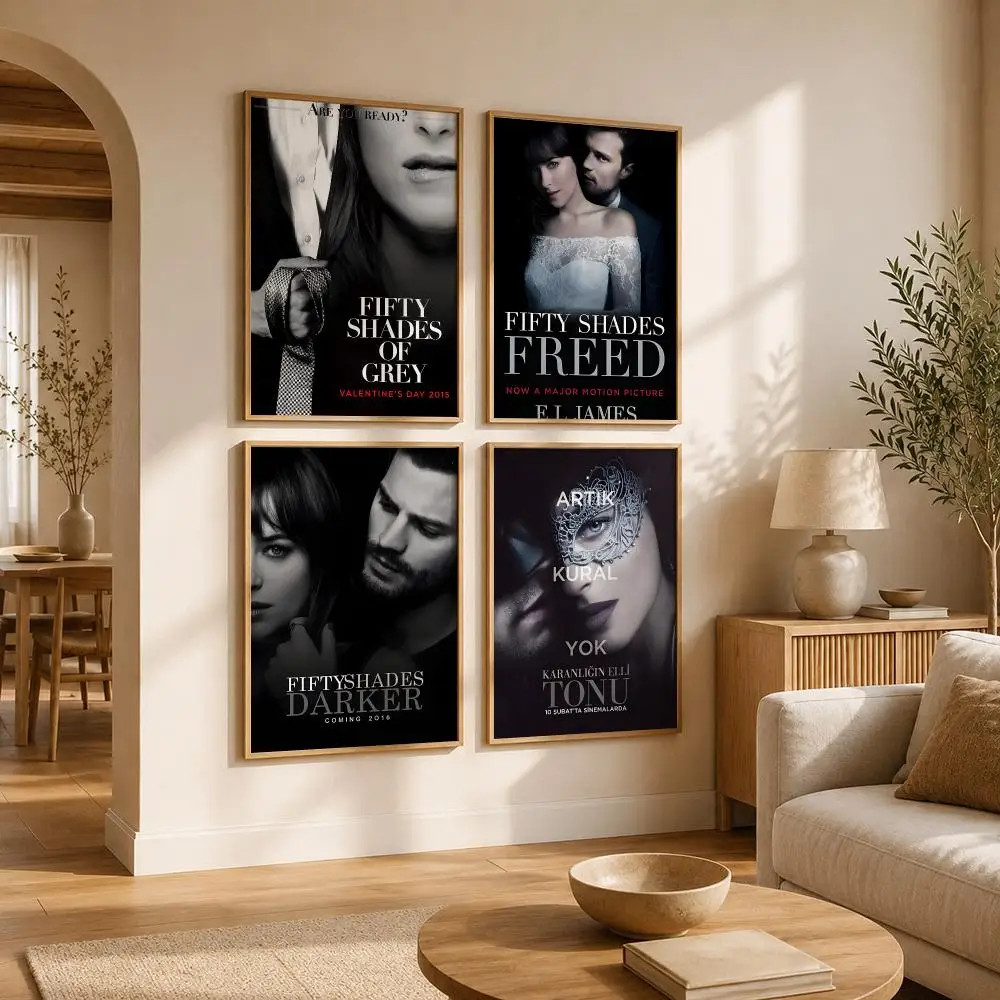 Movie Fifty Shades of Grey Poster Self Adhesive Bar Wall Decal Waterproof Vinyl Sticker Modern Art Wall Poster Cafe Home Decor