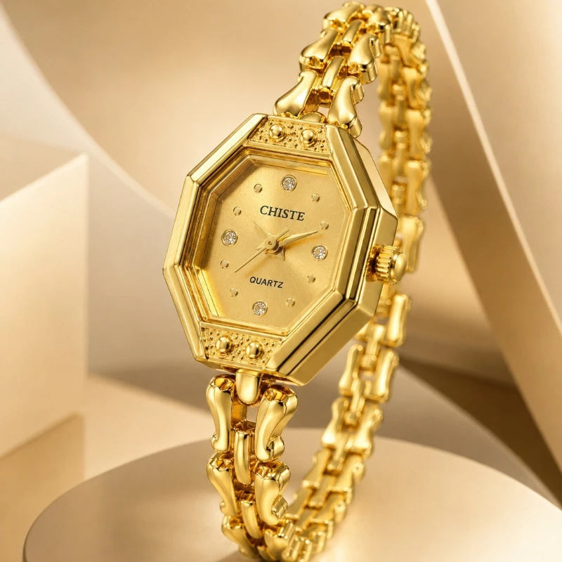Vintage Jewelry Watches Women - ヴィンテージ八角形ダイヤルレディースウォッチ高級クリスタルアナログレディースクォーツ腕時計ファッションエレガントな女性の腕時計ジュエリーギフト
