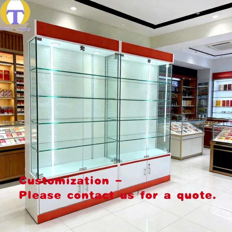 custom.High-end Store Counter Showcase LED Lighting Unfinished Durable Waterproof Luxury Smoke Boutique Shop Mall