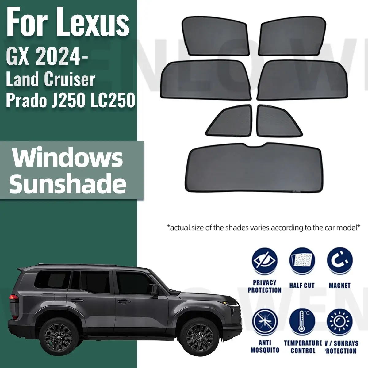 

For Lexus GX 2024 2025 Land Cruiser Prado J250 LC250 Magnetic Car Sunshade Front Windshield Curtain Rear Side Window Sun Shade