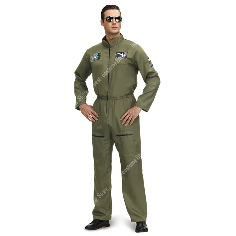 Flight Suit Costume Men Space Suit Army Green Pilot Costume for Women  Adults Astronaut Suit Xs-3Xl PA1879