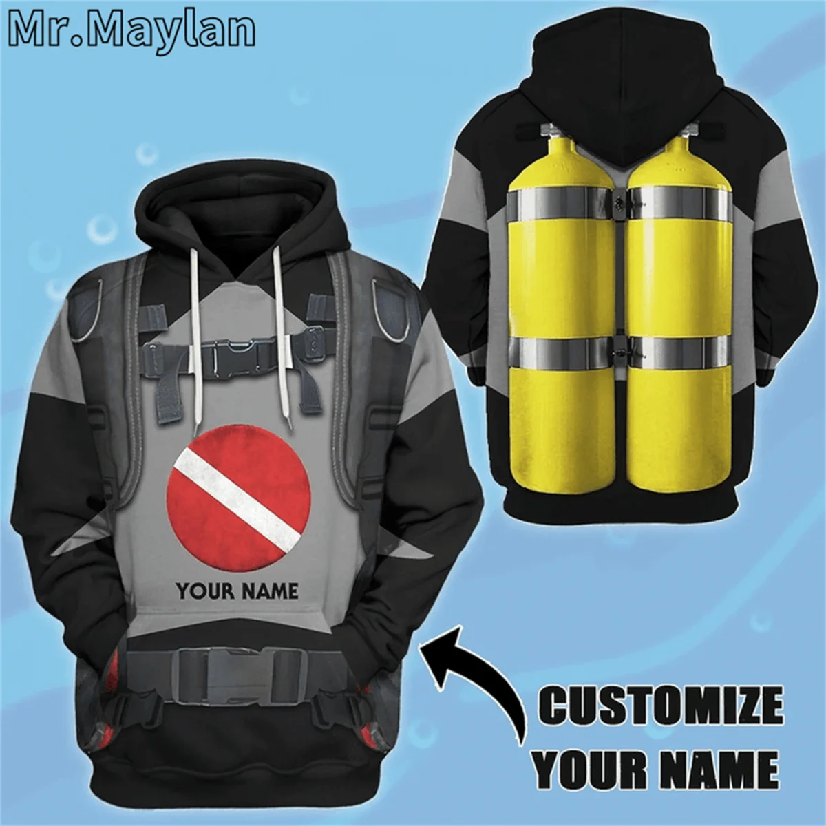 CUSTOM SCUBA DIVING COSTUME Cosplay Apparel 3D Print Hoodie Men/Women Sweatshirt Streetwear Zip Pullover Casual Jacket Tracksuit