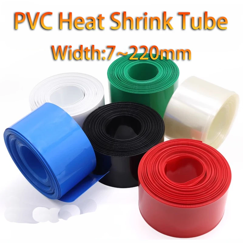 

PVC Heat Shrink Tube 7~220mm width 18650 Lipo Battery Insulated Film Wrap lithium Case Cable Sleeve Protector multicolour