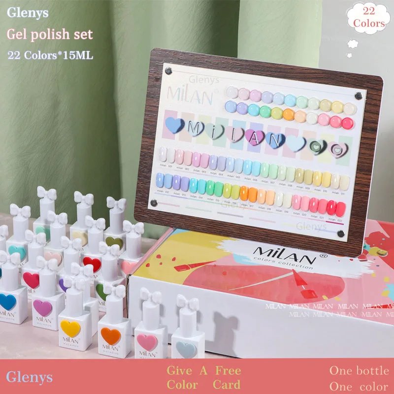 Gleny 22 color cream mousse gel polishing set Very good nail gel with nail art color card complete nail gel polishing set 15ml