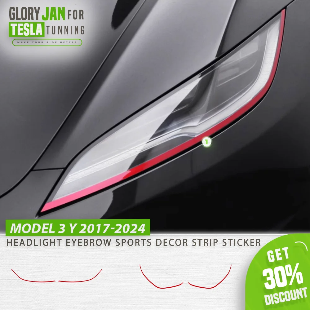

Для Tesla Model 3 Y 2017-2024 наклейка на фару и брови, пленка для глаз демона, полоска, отделка модели 3, аксессуары для изменения цвета Highland