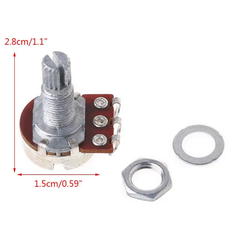  652D A25K Potentiometer Splined Pot Electric Guitar Bass Effect Amp Tone Volume 18mm