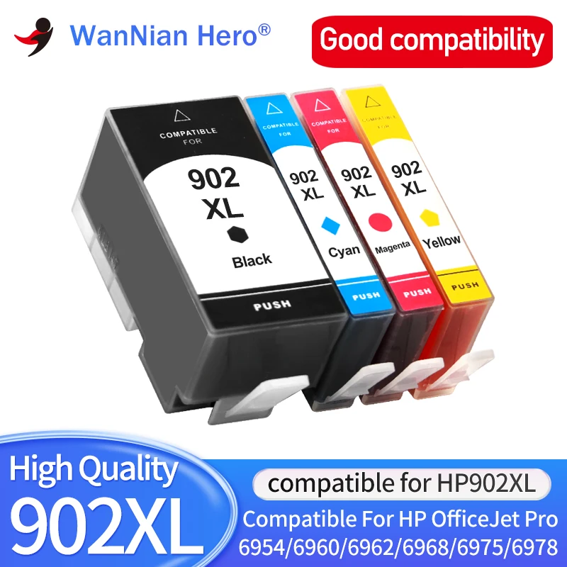 4pcs 902XL 906XL ink cartridge Compatible for HP 902 XL 906 Officejet 6954 6960 6961 6962 6963 6964 6965 6966 6968 6975 6978