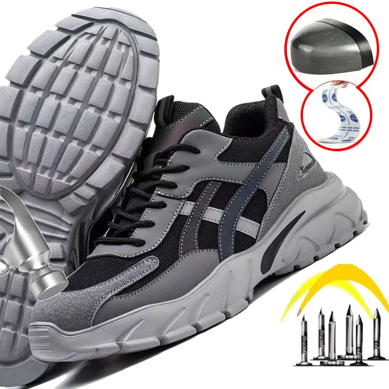 

Oulylan Safety Shoes PunctureProof Work Sneakers Lightweight Work Shoes Men Steel Toe Shoes Safety Boots Indestructible Shoes