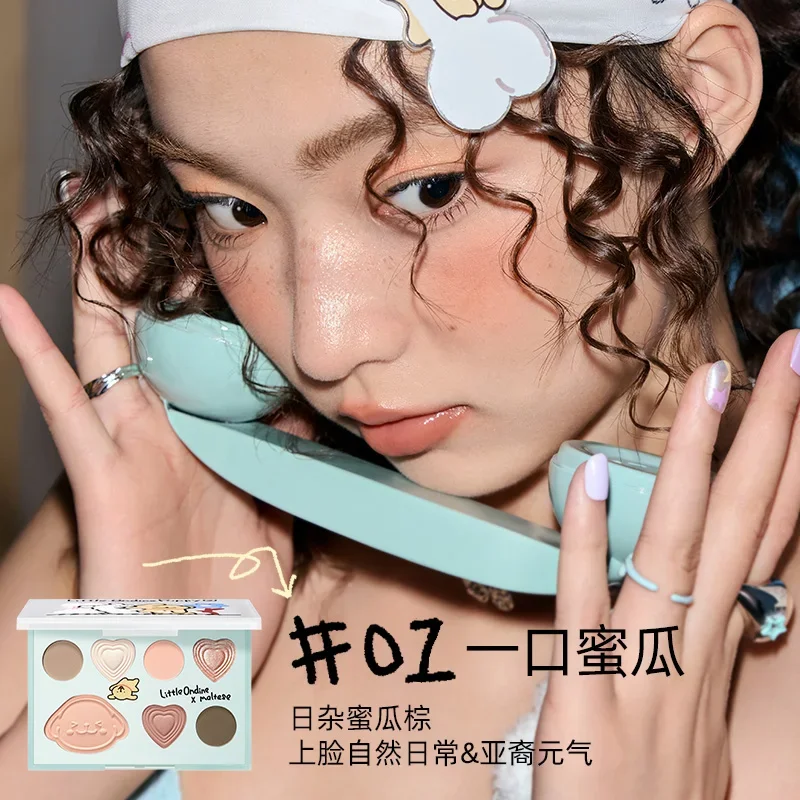 Little Ondine Sombra Blush Highlighter Contour Maquiagem Paleta Blush para Bochechas All-In-One Bronzer Shimmer Conjuntos de Cosméticos