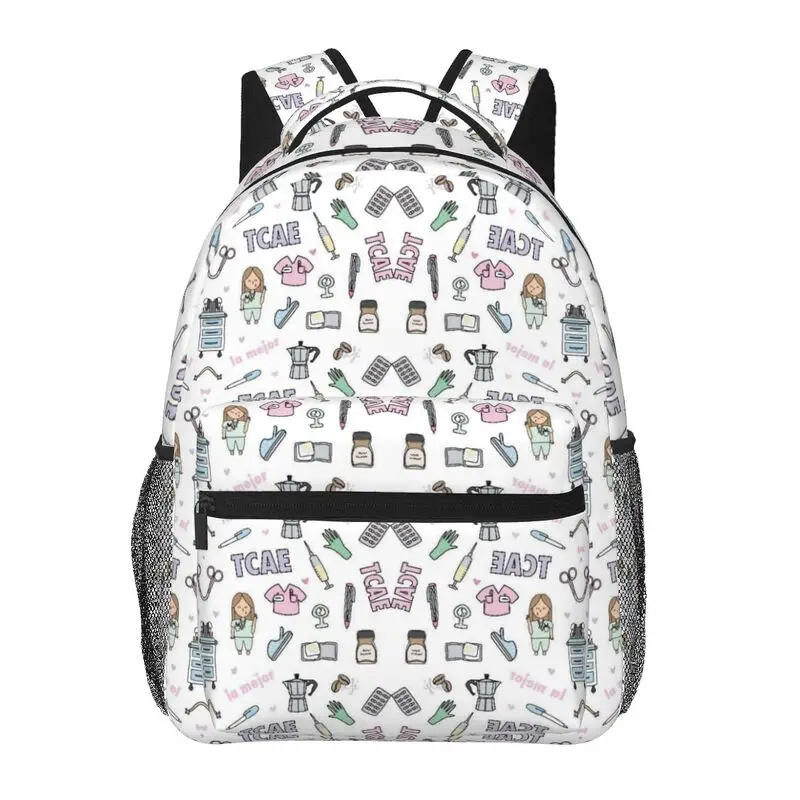 Custom Cartoon Doctor Nurse Enfermera En Apuros Travel Backpacks Lightweight Waterproof Daypack for Travel Work Hiking Camping